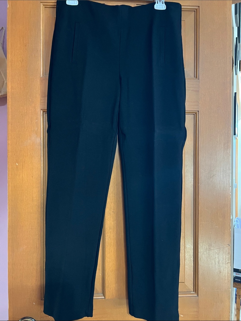 Chico's Black Womens Black KNIT Pants - Straight Leg.